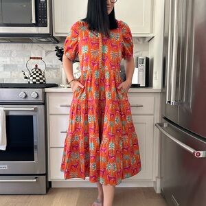 Sheridan French KIMBELL Midi Dress in Apricot Rainforest